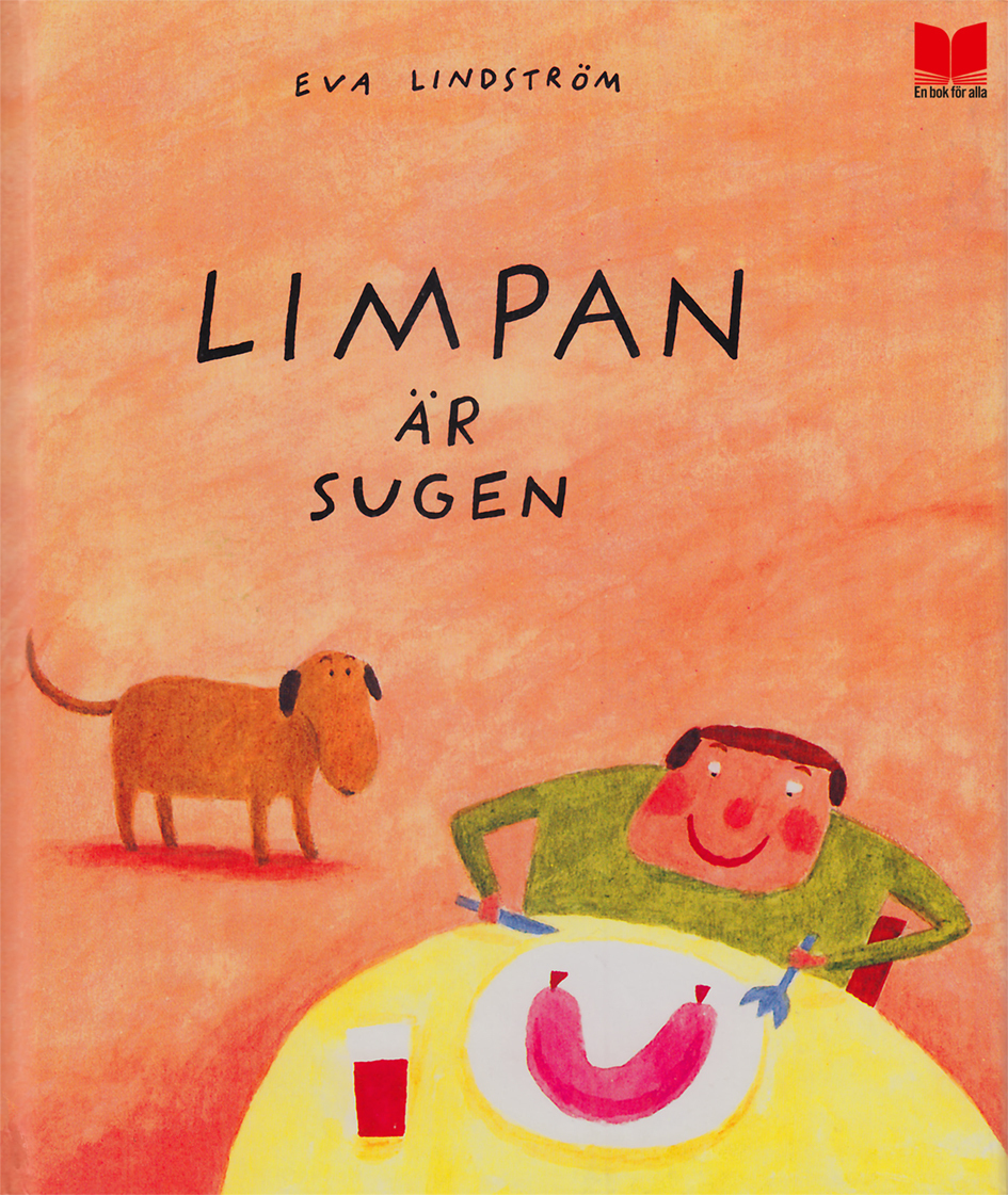 Färgglatt bokomslag med en hund och mat på