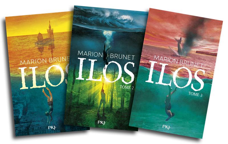 Book covers of the Ilos trilogy by Marion Brunet