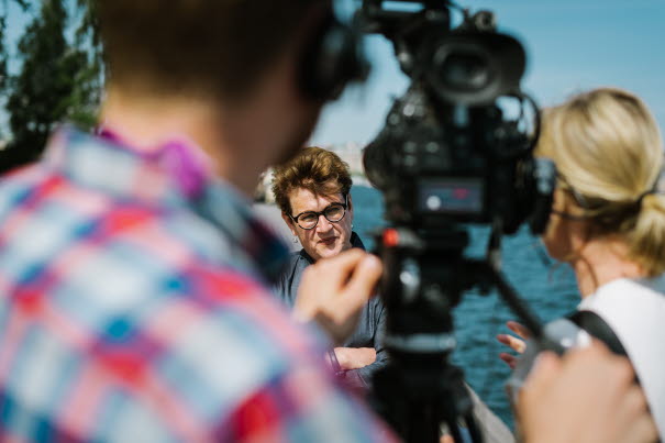 Meg Rosoff being interviewed