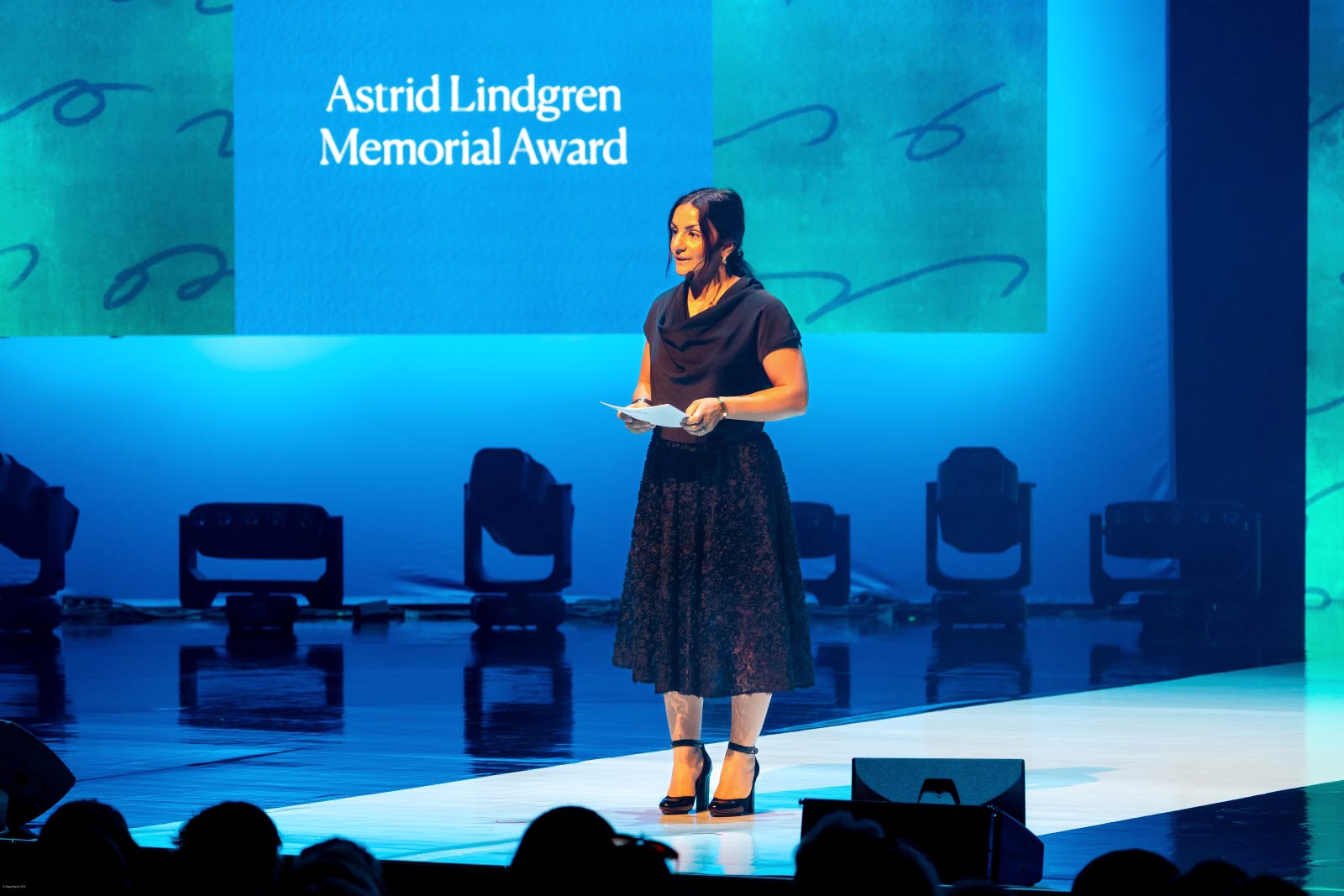 Minister for Culture, Parisa Liljestrand, on stage