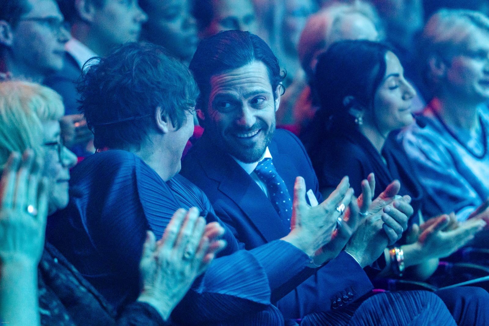 Marion Brunet and Prince Carl Philip in the audience